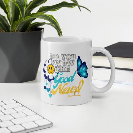 &#x27;Do You Know The Good News&#x27; Christian Coffee Mug - 11oz.  *US currency