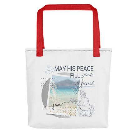 &quot;May His Peace Fill Your Heart&quot; - Christian Tote Bag - Design A.  *US currency