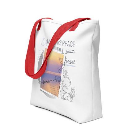 &quot;May His Peace Fill Your Heart&quot; - Christian Tote Bag - Design B.  *US currency