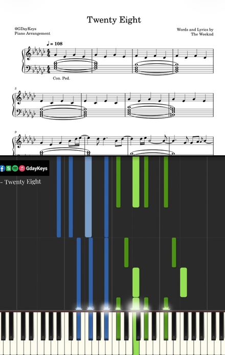 The Weeknd - Twenty Eight (Sheet Music &amp; Video Tutorial Pack)