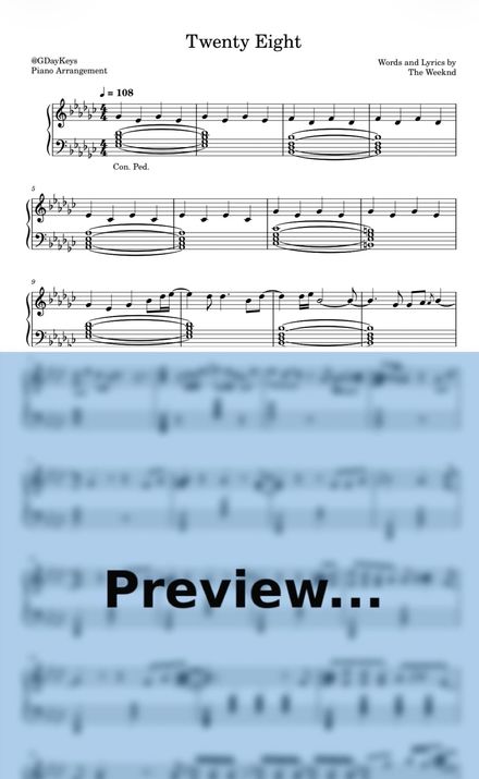 The Weeknd - Twenty Eight (Sheet Music)