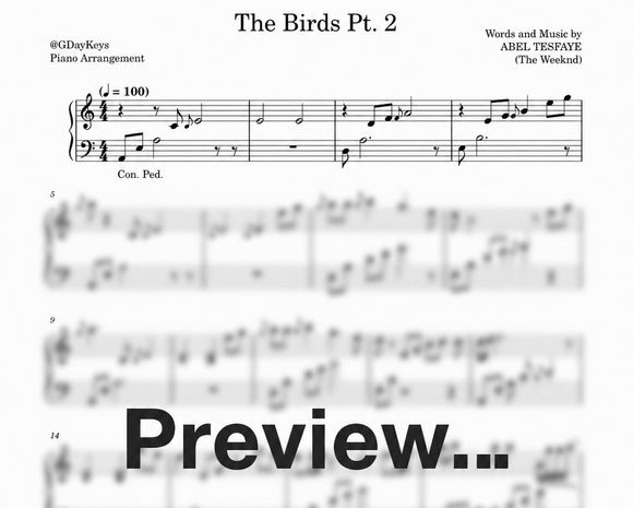 The Weeknd - The Birds Pt 2 (Sheet Music)