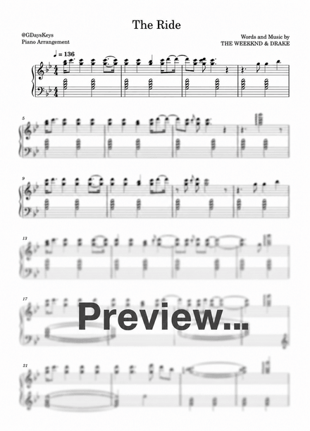 Drake &amp; The Weeknd - The Ride (Sheet Music)