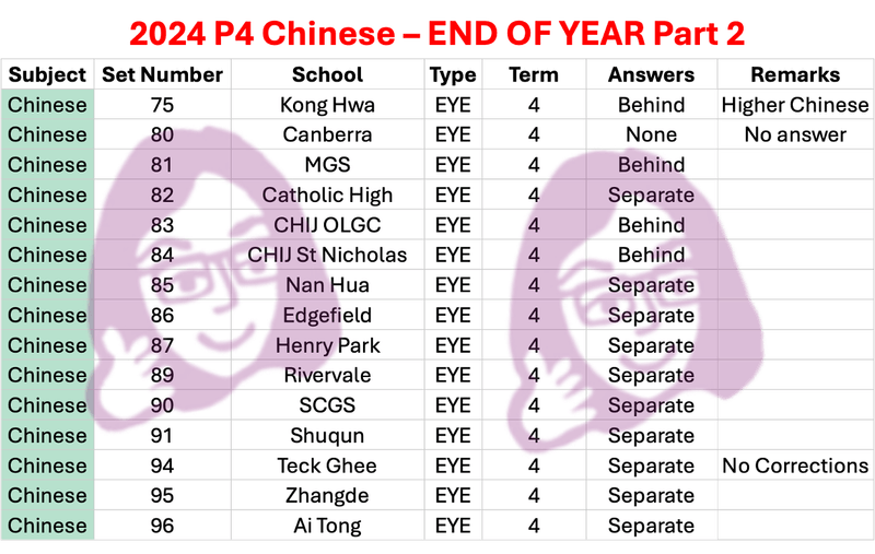 2024 P4 Chinese - End Of Year Part 2