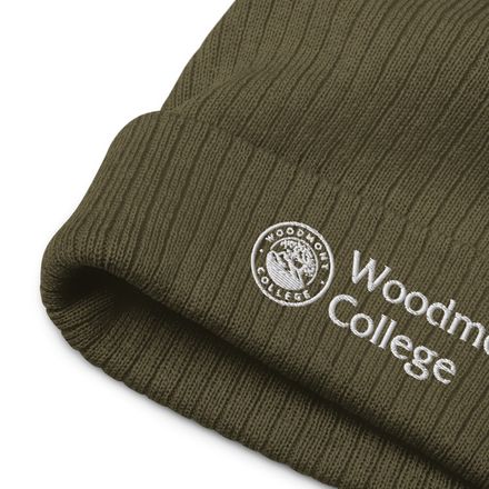 Ribbed Knit Beanie white logo