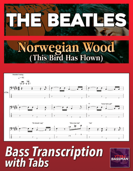 The Beatles - Norwegian Wood (This Bird Has Flown) /// Bass transcription with tabs &amp; Audio Track