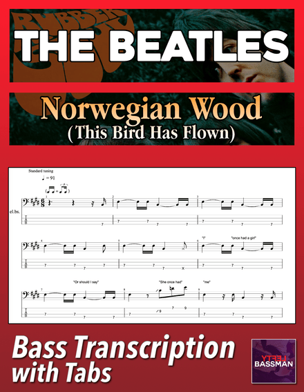 The Beatles - Norwegian Wood (This Bird Has Flown) /// Bass transcription with tabs &amp; Audio Track