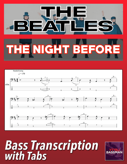 The Beatles - The Night Before /// Bass transcription with tabs &amp; Audio track