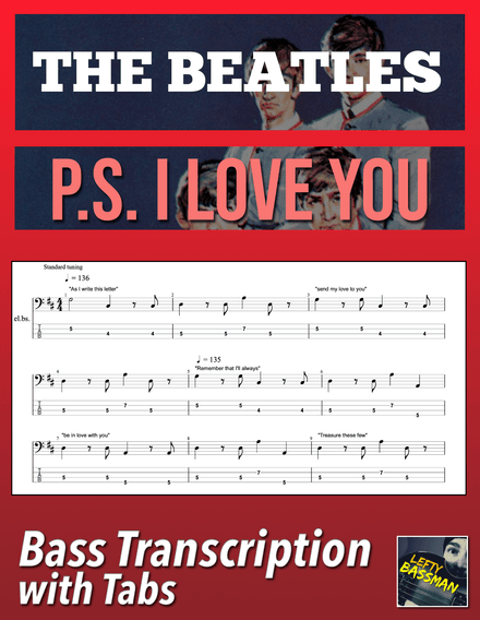 The Beatles - P.S. I Love You /// Bass transcription with tabs &amp; Audio track
