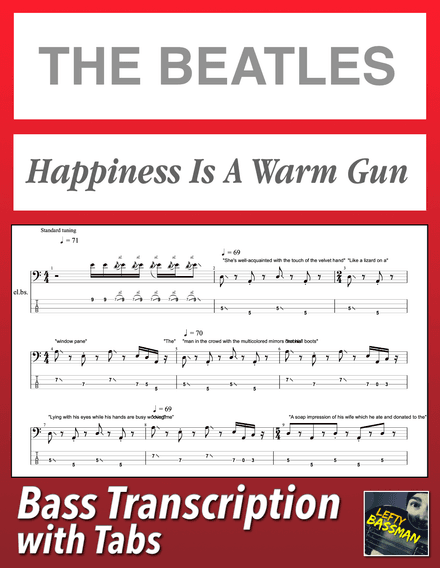 The Beatles - Happiness Is A Warm Gun /// Bass transcription with tabs &amp; Audio track