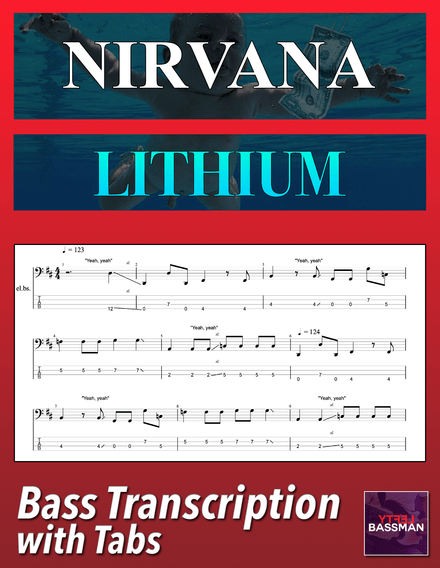 Nirvana - Lithium /// Bass transcription with tabs &amp; Audio Track