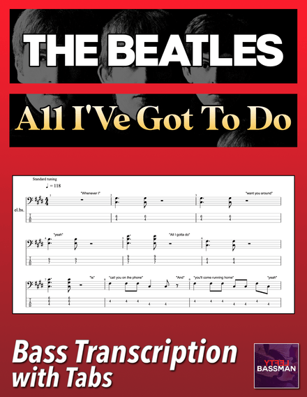 The Beatles - All I've Got To Do /// Bass transcription with tabs &amp; Audio Track