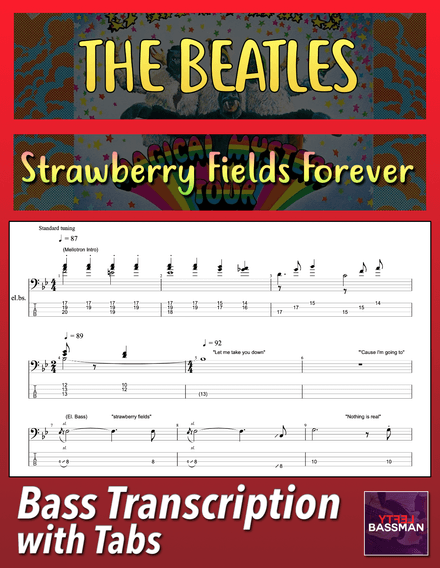 The Beatles - Strawberry Fields Forever /// Bass transcription with tabs &amp; Audio Track