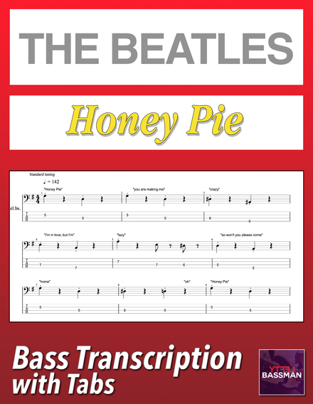 The Beatles - Honey Pie /// Bass transcription with tabs &amp; Audio Track
