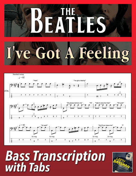 The Beatles - I&#x27;ve Got A Feeling /// Bass transcription with tabs &amp; Audio track