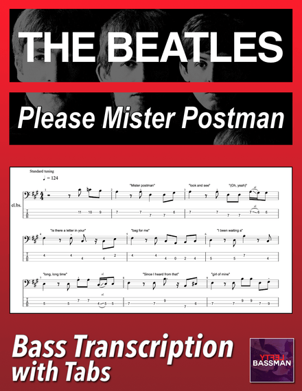The Beatles - Please Mister Postman /// Bass transcription with tabs &amp; Audio Track