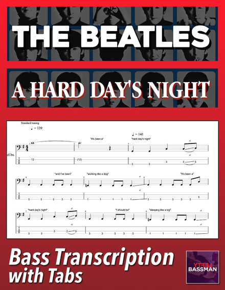The Beatles - A Hard Day&#x27;s Night /// Bass transcription with tabs &amp; Audio Track