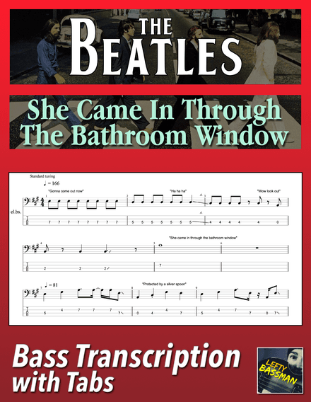 The Beatles - She Came In Through The Bathroom Window /// Bass transcription with tabs &amp; Audio track