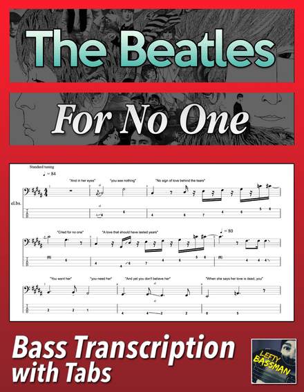 The Beatles - For No One /// Bass transcription with tabs &amp; Audio track