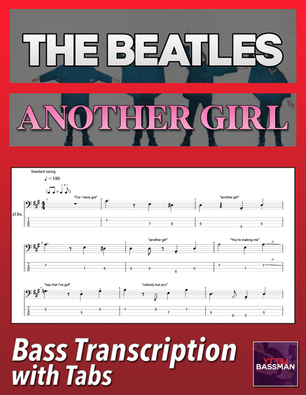 The Beatles - Another Girl /// Bass transcription with tabs &amp; Audio Track