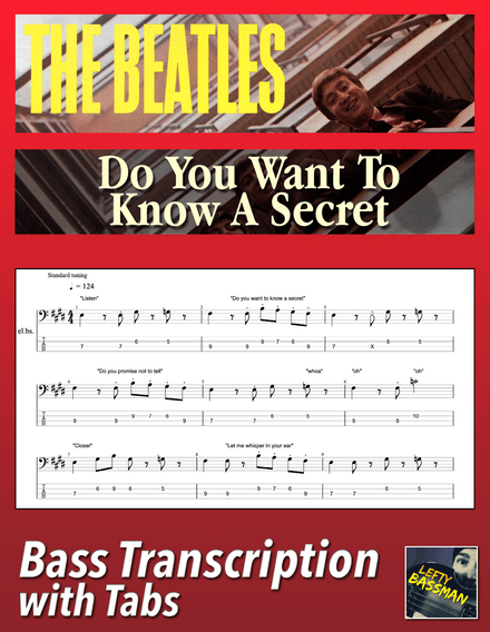 The Beatles - Do You Want To Know A Secret /// Bass transcription with tabs &amp; Audio track