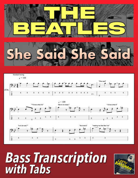 The Beatles - She Said She Said /// Bass transcription with tabs &amp; Audio track