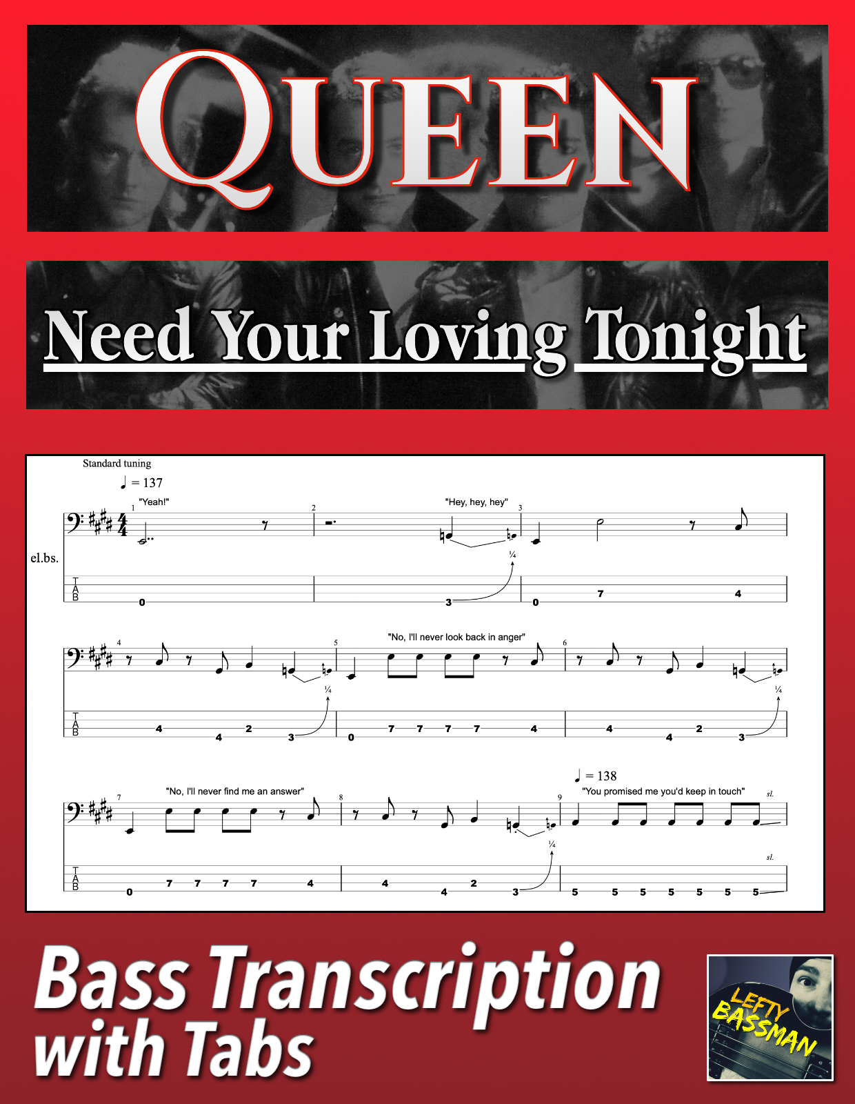 Queen Killer Queen Bass Transcription With Tabs 9408