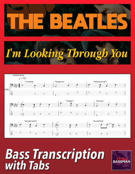 The Beatles - I&#x27;m Looking Through You /// Bass transcription with tabs &amp; Audio track