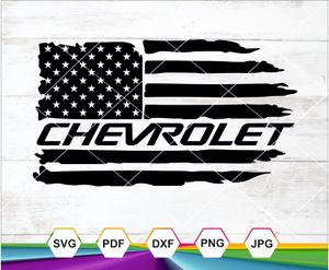 Chevrolet American Flag SVG PNG DXF | Patriotic Car Lover Digital Art | CNC Cricut File