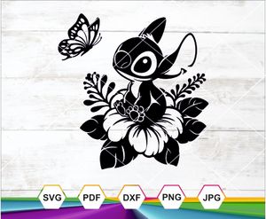 Stitch Flower SVG PNG DXF JPG PDF | Cute Butterfly Cut File for Cricut &amp; Sublimation Crafts
