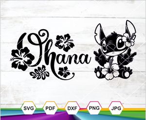 Ohana Stitch SVG PNG DXF JPG PDF | Hawaiian Family Quote Cut File for Cricut &amp; Sublimation