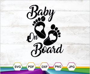 Baby On Board SVG PNG DXF JPG PDF – Footprint Heart Cutout Design for Cricut &amp; Sublimation