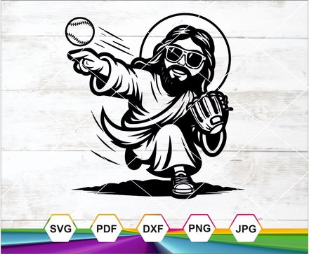 Jesus Svg, Pitcher Svg, Baseball Svg, Throwing Baseball, Jesus Saves Svg, Jesus cut file, Cricut 
