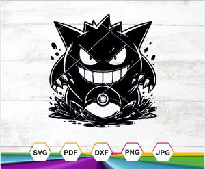 Gengar SVG PNG DXF | Ghost Pokémon Digital Art | Cricut CNC Printable File | Instant Download