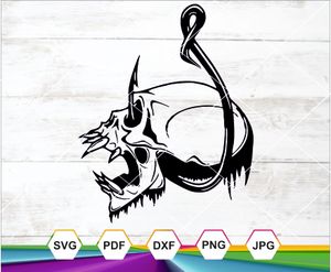 Fish Skull Hook SVG PNG DXF JPG PDF – Fishing Skeleton Graphic for Cricut, Silhouette, Sublimation