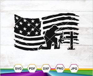 Soldier Kneeling at Cross SVG PNG DXF JPG PDF – Patriotic Memorial Design for Cricut &amp; Crafts