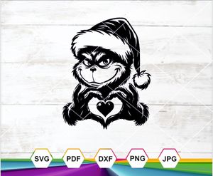 Grinch Love Sign SVG PNG DXF | Heart Hands Christmas Digital Art | Cricut CNC Printable File