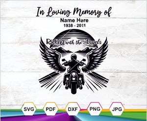 Riding with the Angels SVG PNG DXF JPG PDF – Memorial Motorcycle Design for Cricut &amp; More