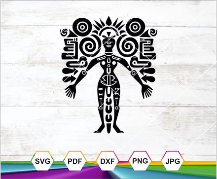 Mayan Aztec totem, Mayan Glyph Svg, Clip art svg, Cricut Silhouette Cutting 