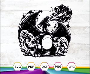 Charizard SVG PNG | Fierce Pokémon Fire Dragon Digital Art | Cricut CNC Printable File
