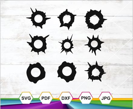 Bullet Holes Bundle, Gun Holes Svg, Car Stickers Svg, Cricut Cut File, Silhouette Cameo