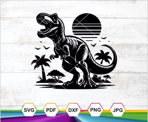 T-Rex Dinosaur SVG PNG DXF JPG PDF – Prehistoric Cut File for Cricut, Silhouette &amp; Sublimation