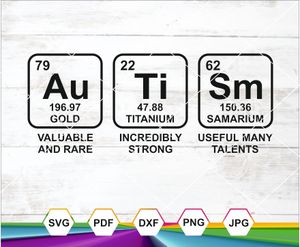 Autism Awareness SVG PNG DXF JPG PDF – Periodic Table Elements for Cricut &amp; Sublimation