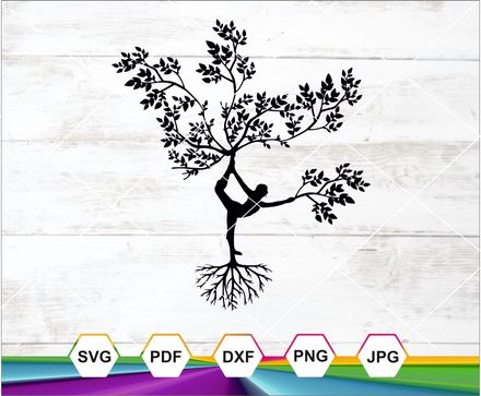 Woman Growing, Tree of life svg, Woman yoga tree, Cricut silhouette cutting file, Silhouette Cameo