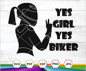 Yes Girl Yes Biker SVG PNG JPG DXF PDF – Female Motorcycle Peace Sign for Cricut Crafts