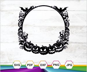 Halloween Frame SVG PNG DXF JPG PDF – Pumpkins &amp; Bats Design for Cricut, Sublimation &amp; Crafts