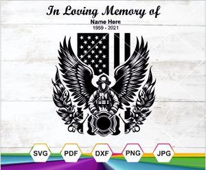 Firefighter memorial, In Loving Memory, Fallen Firefighter, Firefighter Angel wings, Firefighter