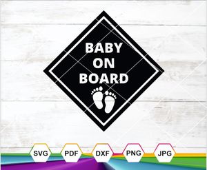 Baby On Board SVG PNG DXF JPG PDF – Diamond Footprint Sign for Cricut &amp; Sublimation Crafts