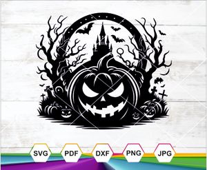 Spooky Pumpkin SVG PNG DXF JPG PDF for Cricut, Silhouette, Sublimation &amp; Halloween Crafts