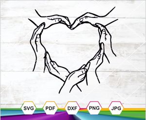 Hands Forming Heart SVG PNG DXF JPG PDF for Cricut, Silhouette, Sublimation &amp; T-Shirts